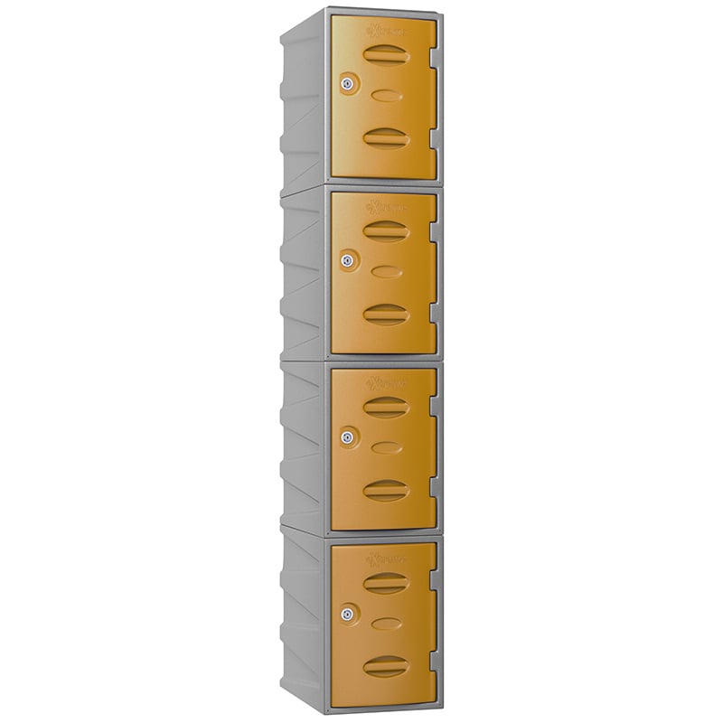 4 Tier Extreme Plastic Locker - Yellow Doors