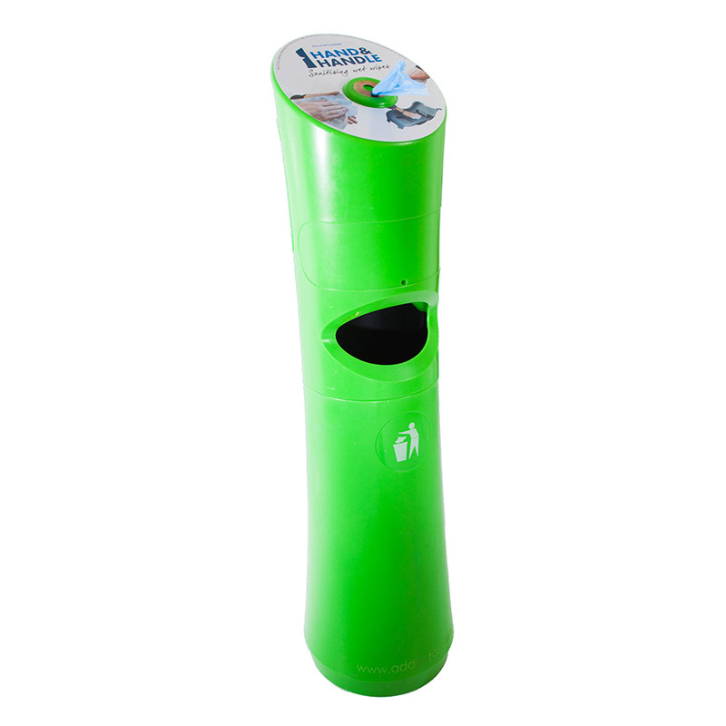 Hand & Handle Green wet wipe dispenser & bin - & 1000 anti-bacterial wipes