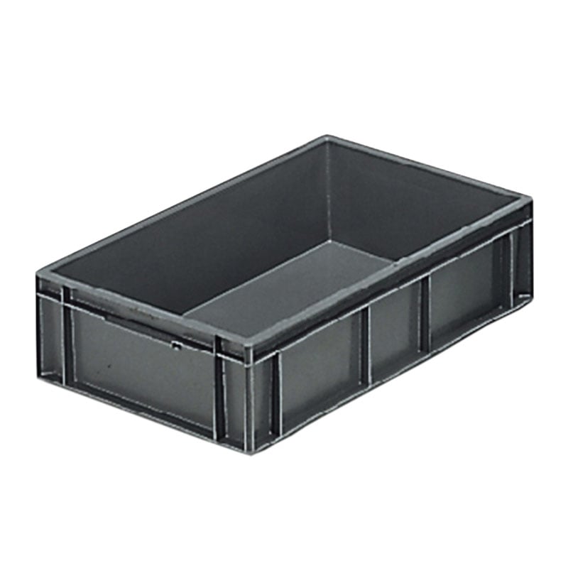 Stacking Euro Container with solid sides & base - Grey - 28 Litre - 150 x 600 x 400mm - pack of 5