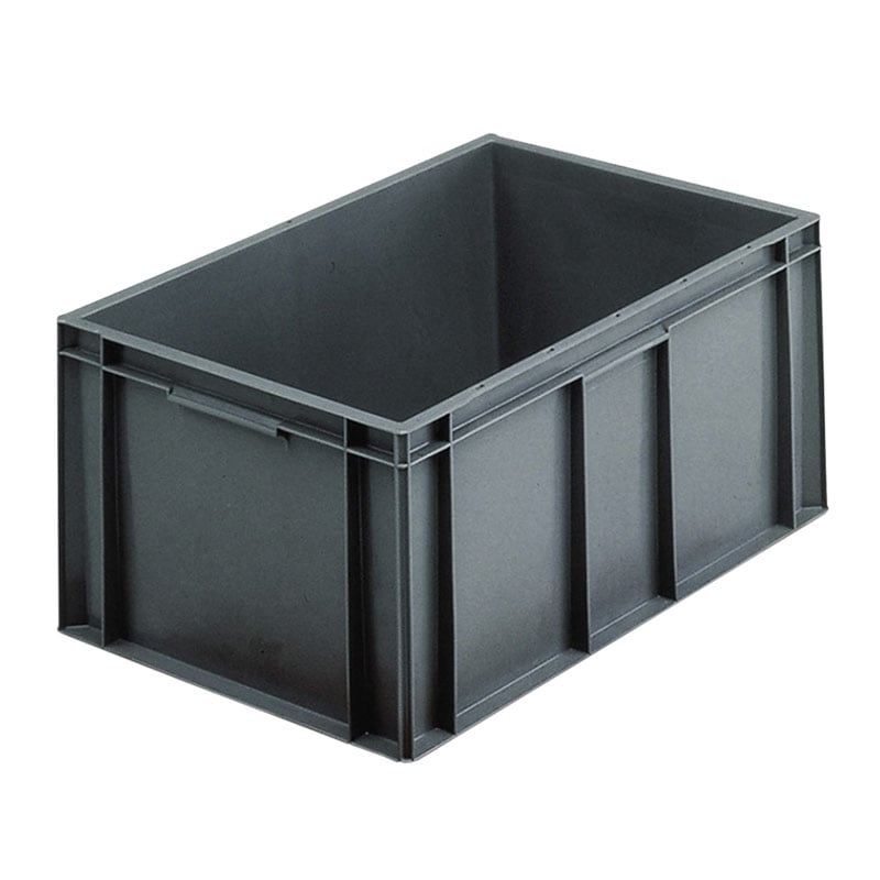Stacking Euro Container with solid sides & base -Grey - 54 Litre -280 x 600 x 400mm - pack of 5
