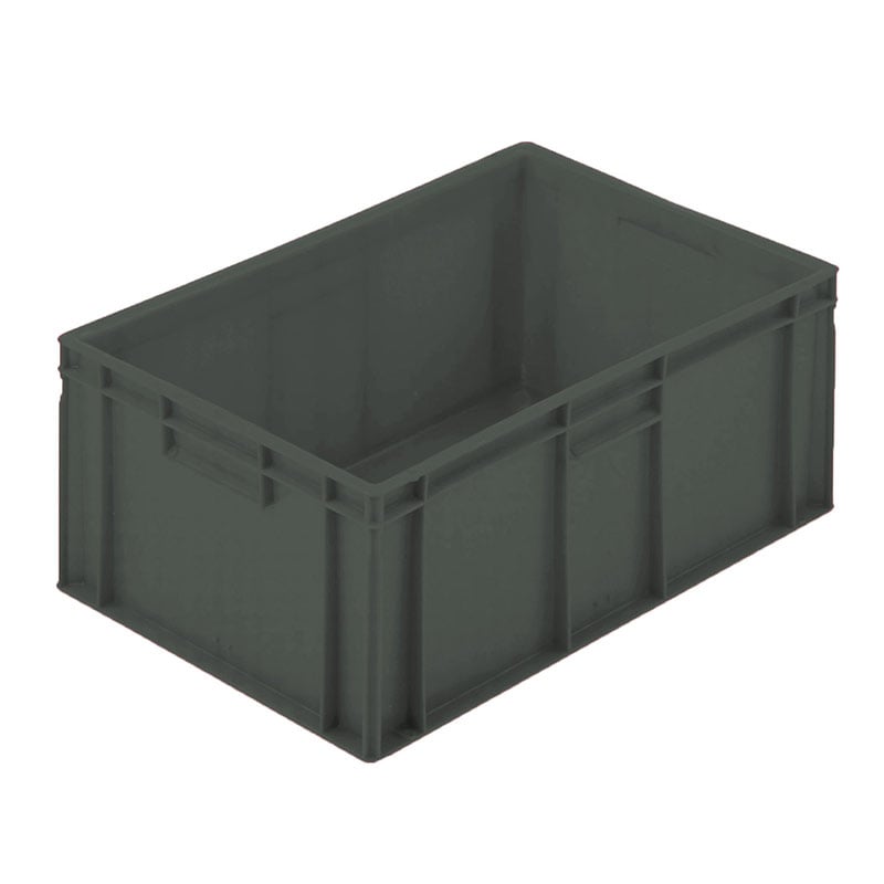 Stacking Euro Container with solid sides & base & closed handles - Grey - 45 Litre - 235 x 600 x 400mm - pack of 5