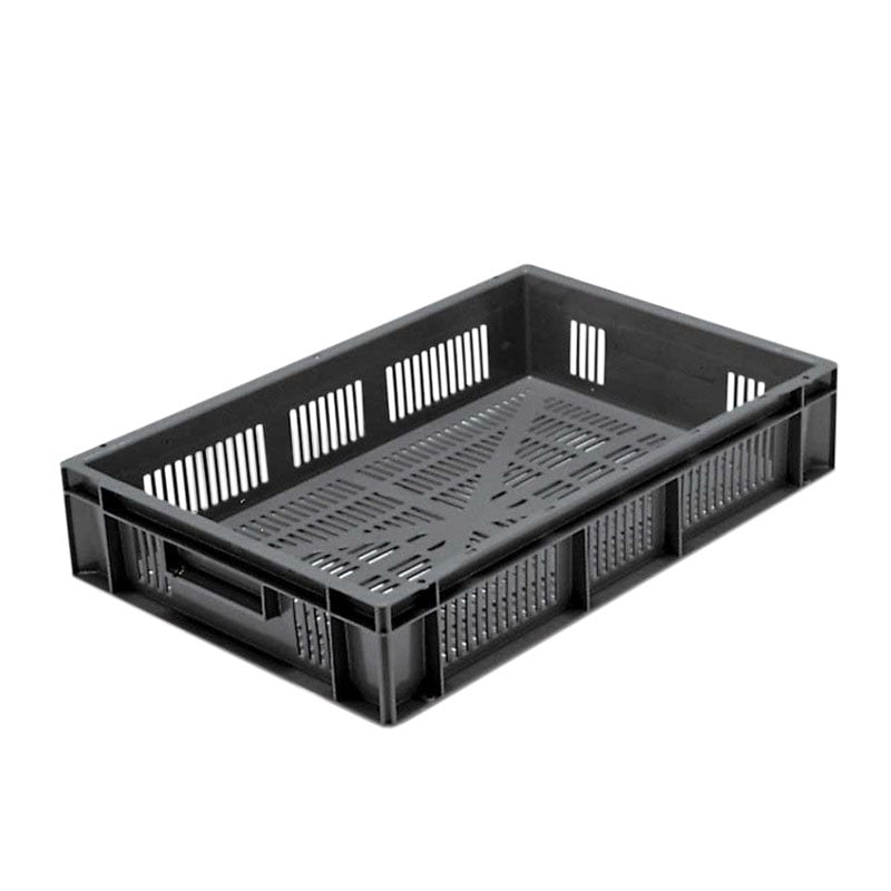 Stacking Euro Container with ventilated sides & base -  Grey - 21 Litre - 118 x 600 x 400mm - pack of 5