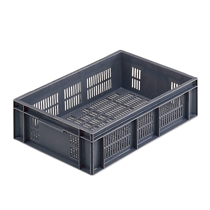 Stacking Euro Container with ventilated sides & base - Grey - 28 Litre - 150 x 600 x 400mm - pack of 5
