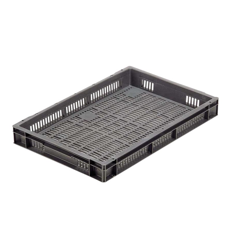 Stacking Euro Container with ventilated sides & base - Grey - 12 Litre - 75 x 600 x 400mm - pack of 5