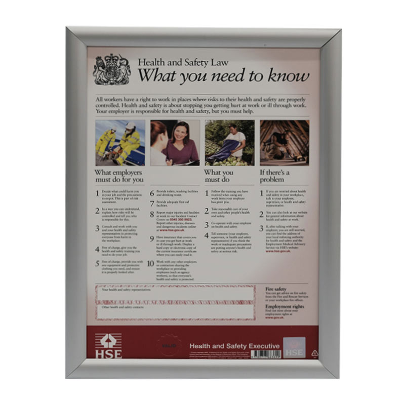 Health & Safety Law Poster with Silver Snap Frame - Size A3 - 297 x 420mm