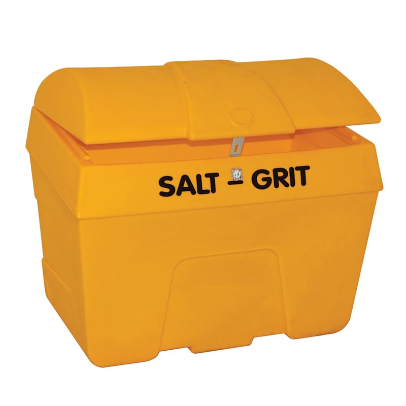 Polyethylene grit bin with hasp & staple - yellow, 400L