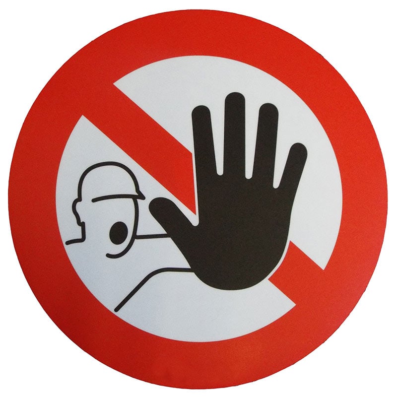 Stop/man with Hand symbol self-adhesive graphic floor sign - 430mm diameter