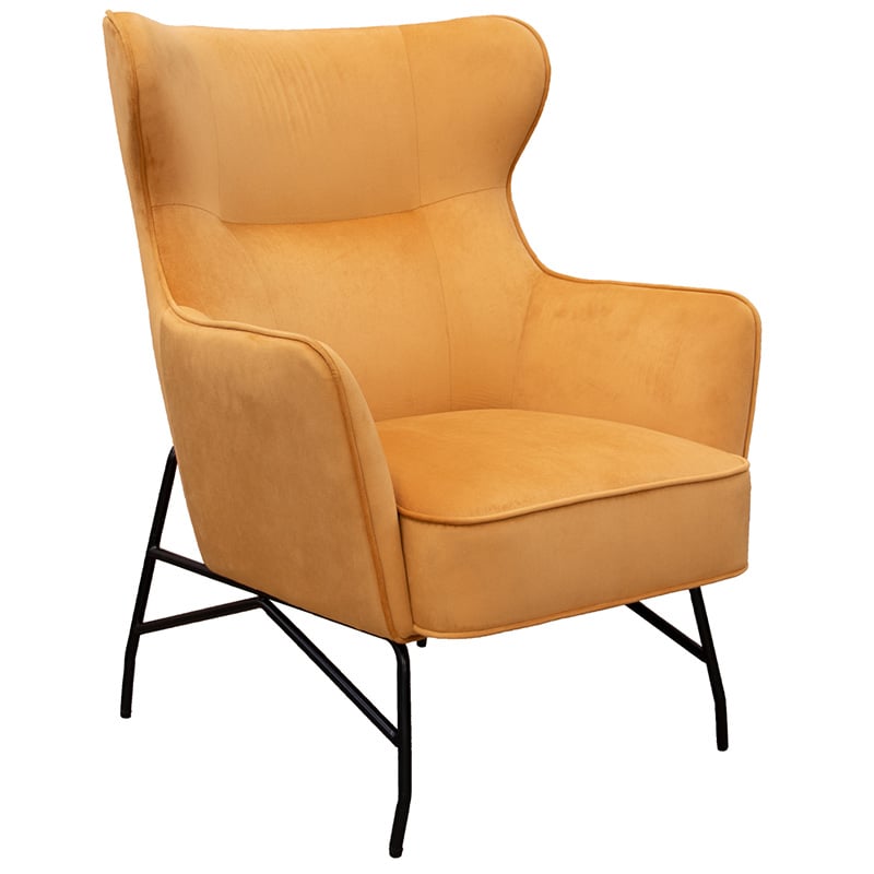 Alpha Lounge Chair - Mustard Velvet - 930 x 750 x 780mm