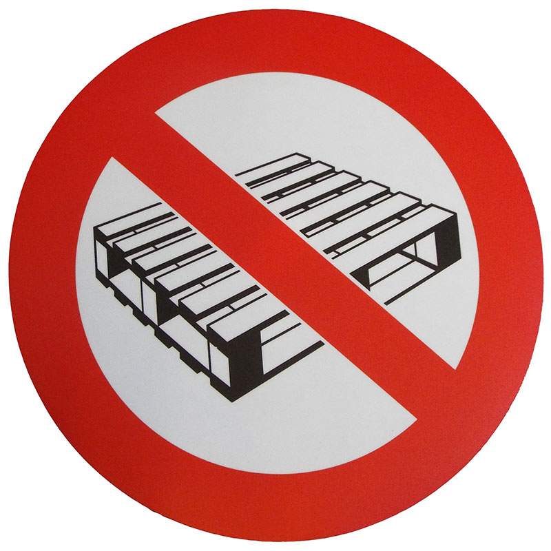 No pallets symbol graphic floor sign - 430mm diameter