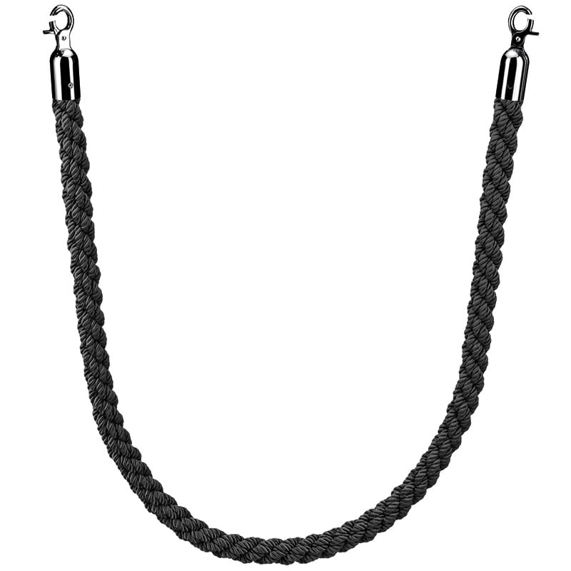 Obex Black Polyester Barrier Rope with Claw Clip Ends - 1500mm Long