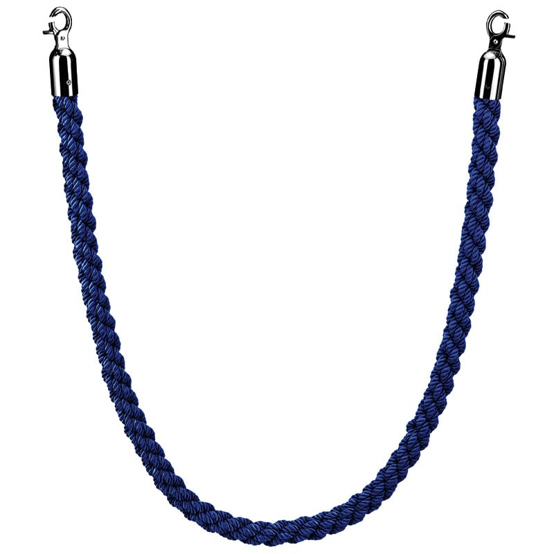 Obex Blue Polyester Barrier Rope with Claw Clip Ends - 1500mm Long