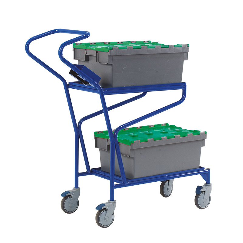 Order Picking Trolley with 2 Shelf Levels - fits containers 600 x 400 x 250