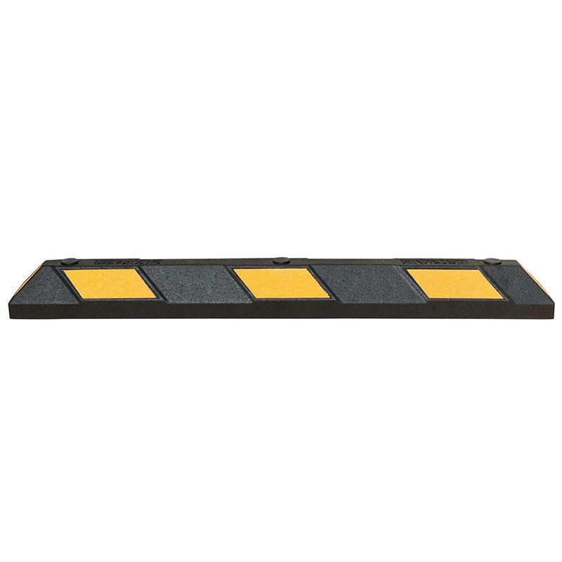 Park-AID Rubber Wheel Stop - Black with Yellow Reflective Panels  - 100 x 150 x 1200mm