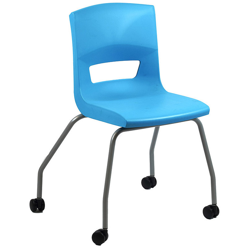 Postura+ 4 Leg Chair on Castors - Aqua Blue - Starlight Silver Frame