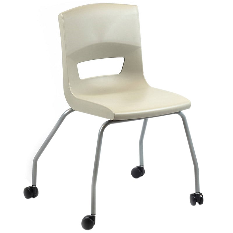 Postura+ 4 Leg Chair on Castors - Ash Grey - Starlight Silver Frame