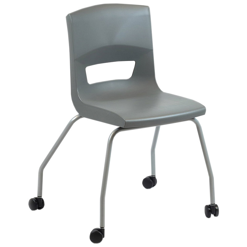 Postura+ 4 Leg Chair on Castors - Iron Grey - Starlight Silver Frame