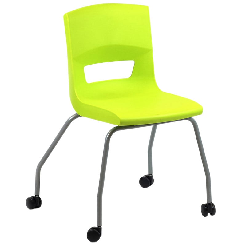 Postura+ 4 Leg Chair on Castors - Lime Zest - Starlight Silver Frame
