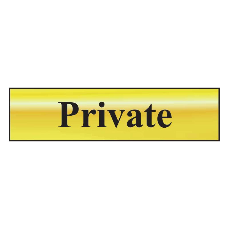 Private Sign - Polished Gold Effect Laminate with Self-Adhesive Backing - 200 x 50mm