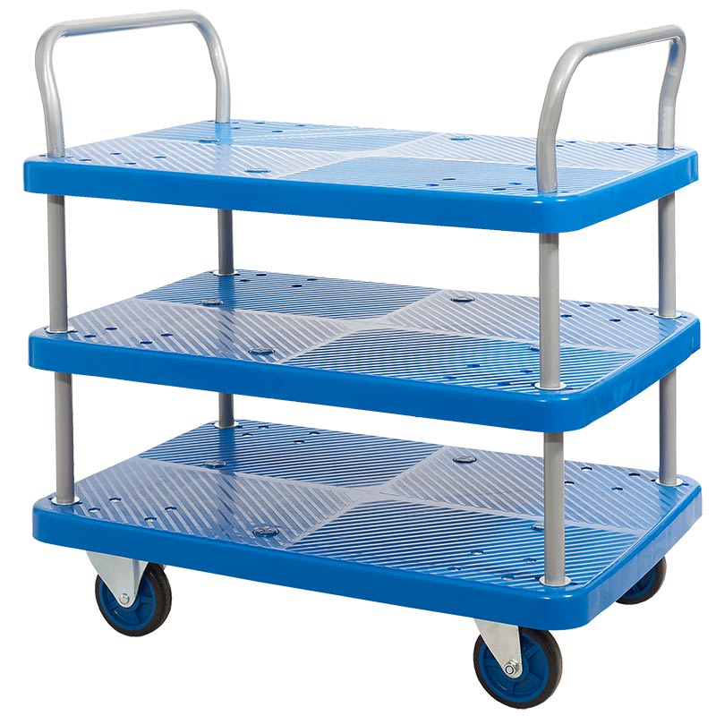ProPlaz Blue 3-Tier Tray Trolley - 730 x 600 x 900mm - 300kg Capacity