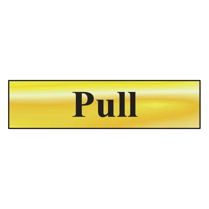 Pull Sign - Polished Gold Effect Laminate with Self-Adhesive Backing - 200 x 50mm