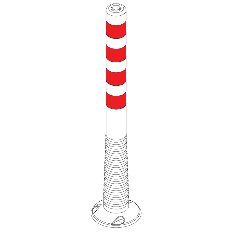 Flexible Delineator Post - Red & White