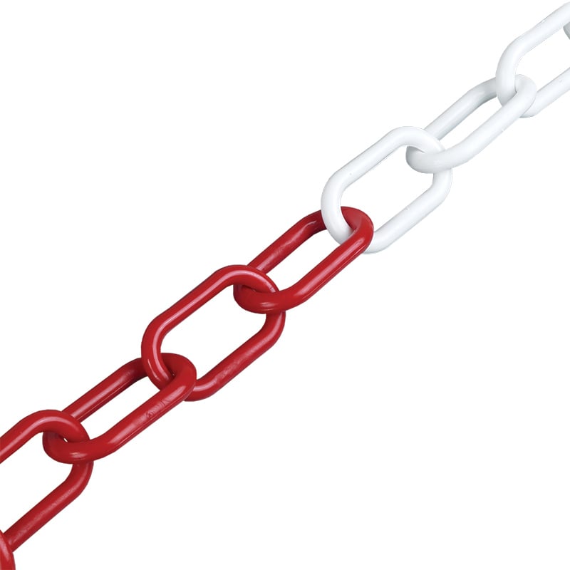 25m plastic chain for pedestrian barrier systems - 6mm, red & white