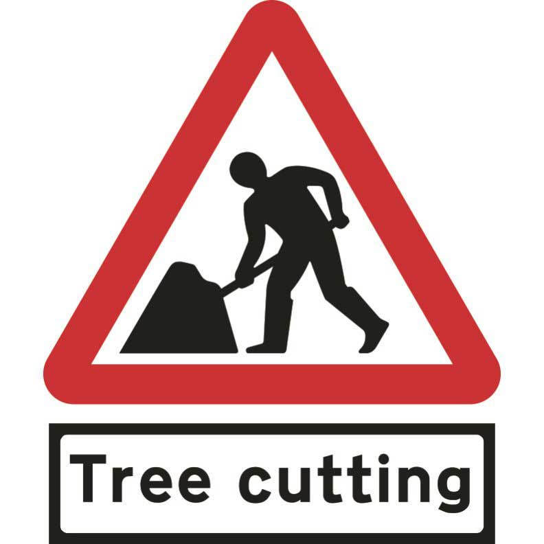 600mm Triangular Road Works & Tree Cutting Supp Plate Roll-up Sign