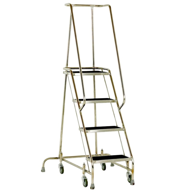 Stainless Steel 4-Tread Mobile Safety Steps - 1016mm platform height