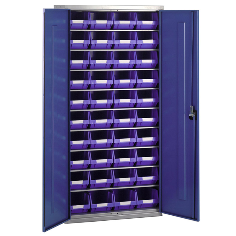 Steel Cabinet with 40 TC3 Blue plastic containers - 1580 x 770 x 330mm