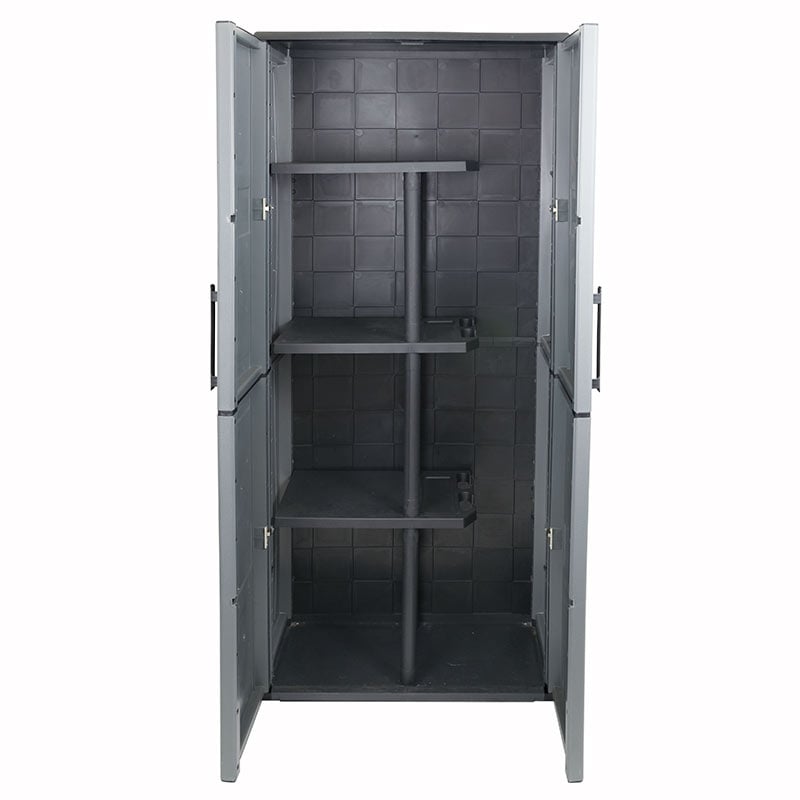 Industrial Plastic Utility Cupboard with Double Doors & 3 Half Shelves - 1630 x 680 x 370mm (H x W x D) 