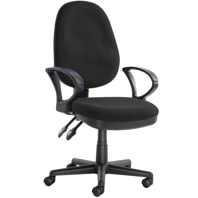 Twin Lever Black Operator Chair With Arms