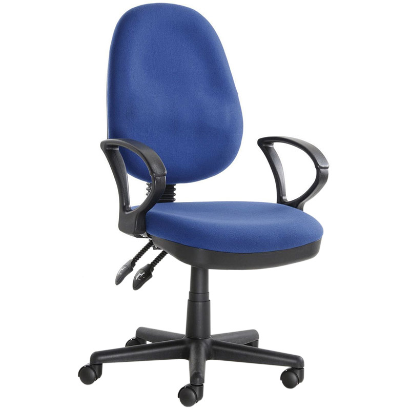 Twin Lever Blue Operator Chair With Arms
