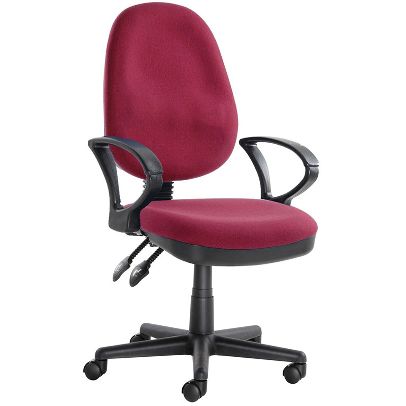 Twin Lever Wine Burgundy Operator Chair With Arms