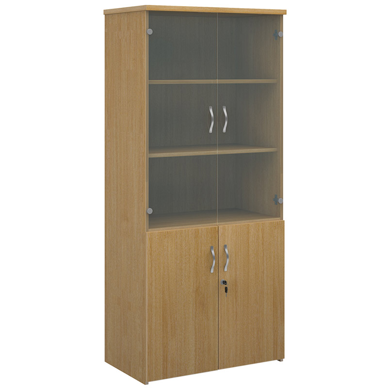 Glass Top Combination Storage Cabinet with 4 Shelves - 1790 x 800 x 470mm