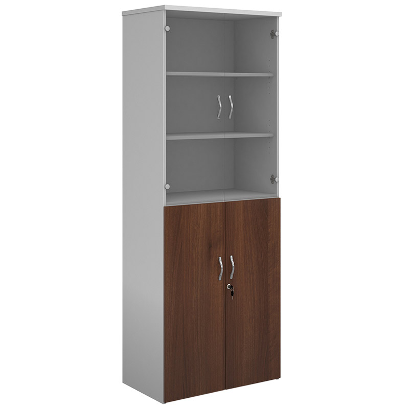 Glass Top Combination Storage Cabinet with 5 Shelves - 2140 x 800 x 470mm