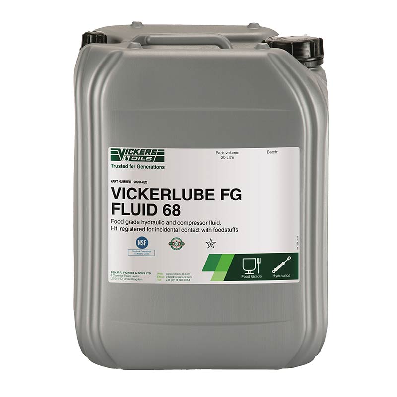 Vickerlube Food Grade Hydraulic Fluid - ISO VG 68- NSF H1 - Halal & Kosher