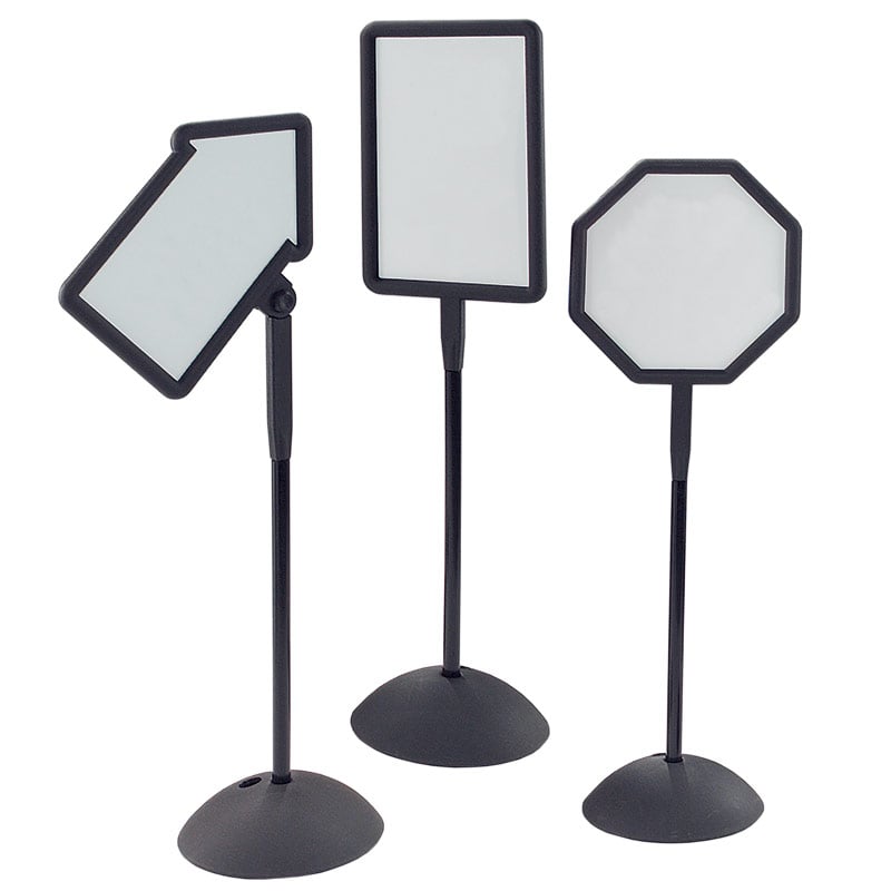 Set of 3 Freestanding Double-Sided Magnetic Whiteboard Signs - Arrow, Octagon & Rectangle 