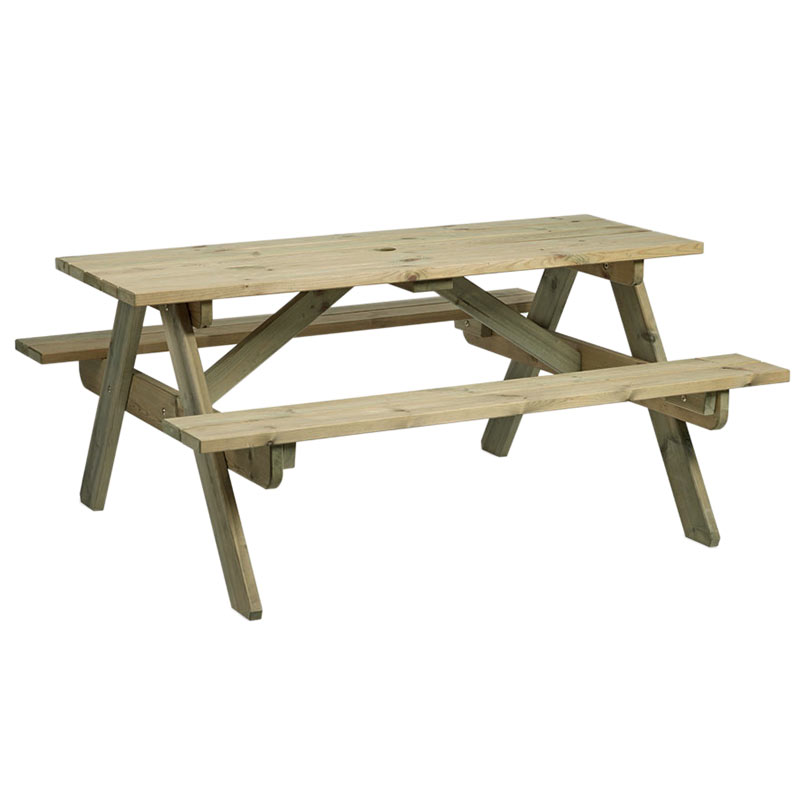 Outdoor 6-Seat Wooden Picnic Table - 680 x 1400 x 1280mm