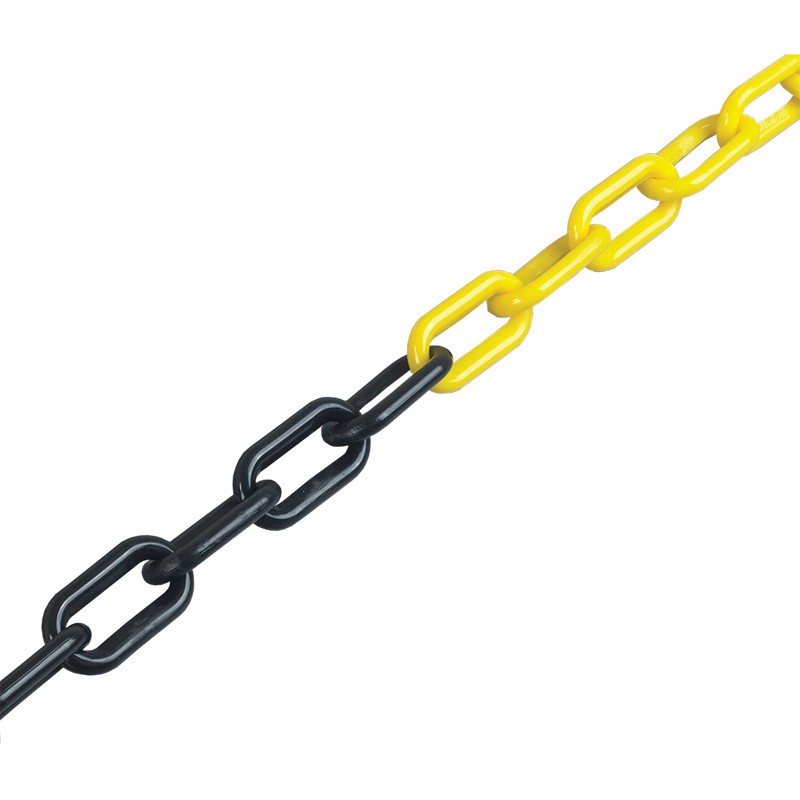 25m plastic chain for pedestrian barrier systems - 6mm, yellow & black