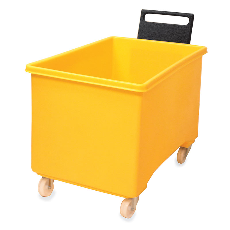 Yellow Plastic 270L Mobile Container Truck With Handle - 711 x 1003 x 600mm