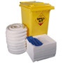240L spill kits for oil and fuel & with yellow wheelie bin