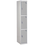 3 compartment light grey steel locker