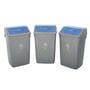 Set of 3 recycling bins with flip-top lids