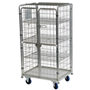 Laundry roll pallet cage with 3 folding shelves