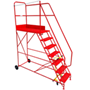 Red 7 Tread Side Access Platform Steps with Safety Chain 500kg Capacity