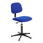 ESD low-lift operator chair upholstered in blue fabric