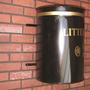 Black 40L wall-mounted steel open top litter bin