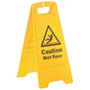Yellow caution wet floor safety sign