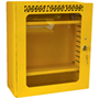 Clear door yellow lockout tagout station