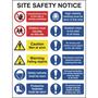 Construction Site Safety Sign With 2 Prohibition, 2 Warning & 8 Mandatory Messages
